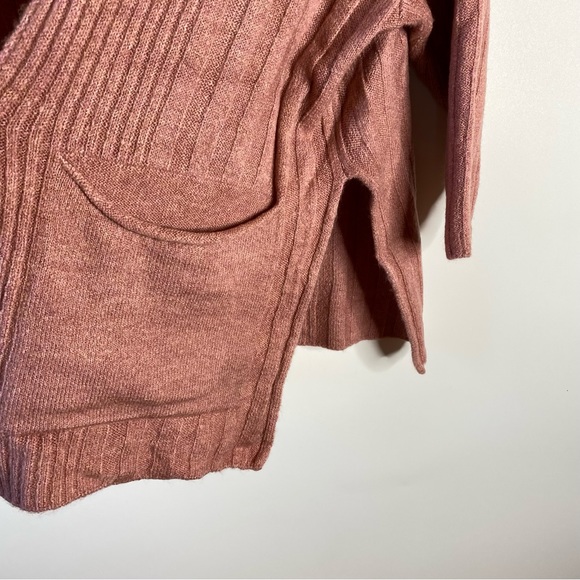 Topshop Women Open Front Cardigan Sz XS Dusty Pink Ribbed Pockets Drop Shoulder - Picture 10 of 13